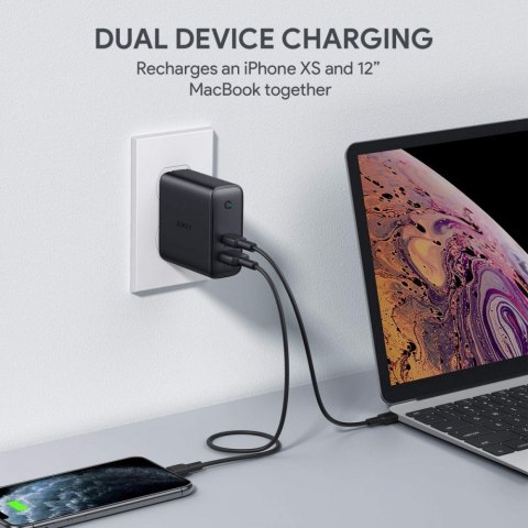 PA-D3 ładowarka sieciowa 2xUSB Power Delivery (1xUSB A+1xUSB C) 60W 5.4A AUKEY