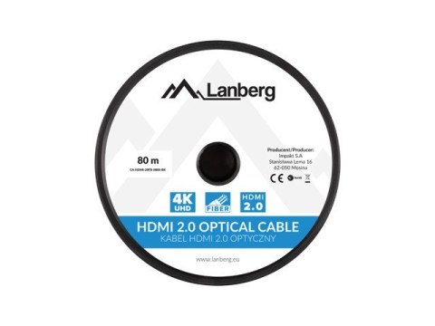 Kabel HDMI M/M v2.0 CA-HDMI-20FB-0800-BK 80m czarny Lanberg