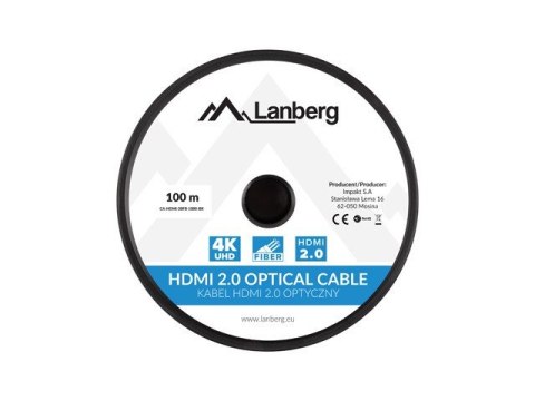 Kabel HDMI M/M v2.0 CA-HDMI-20FB-1000-BK 100m czarny Lanberg