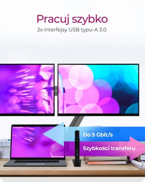 Stacja dokująca IB-DK2251AC do Notebooka DisplayLink, 2 x HDMI IcyBox