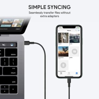 CB-CL02 kabel Lightning - USB-C 1,2m MFi Apple USB-PD nylonowy oplot czarny AUKEY