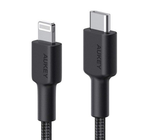 CB-CL03 kabel Lightning - USB-C 2m MFi Apple USB-PD nylonowy oplot czarny AUKEY
