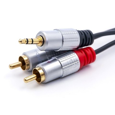 Kabel 2xRCA / Mini Jack 3.5mm | 2m | czarny Qoltec