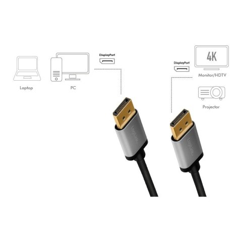 Kabel DisplayPort 4K/60 Hz,DP/M do DP/M aluminiowy 1m LogiLink