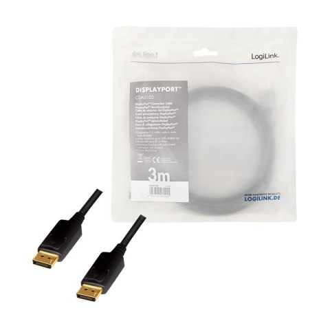 Kabel DisplayPort 4K/60 Hz,DP/M do DP/M aluminiowy 3m LogiLink
