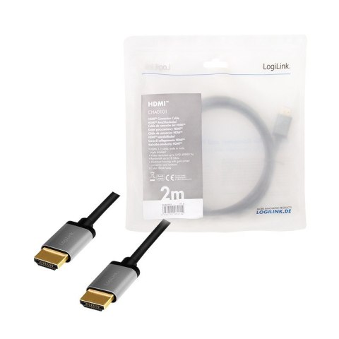 Kabel HDMI 4K/60Hz, aluminium 2m Czarny LogiLink