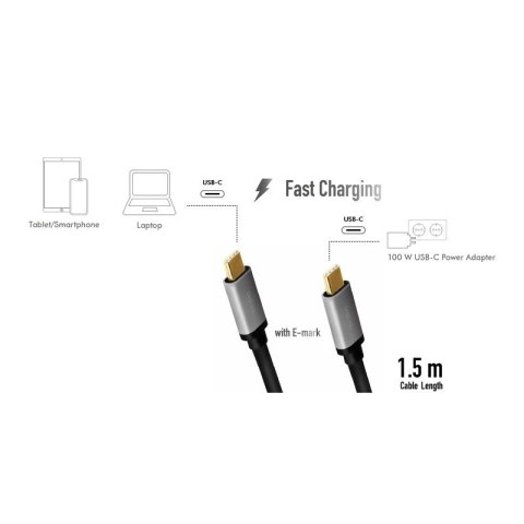 Kabel USB-C M/M, PD, aluminiowy 1.5m LogiLink