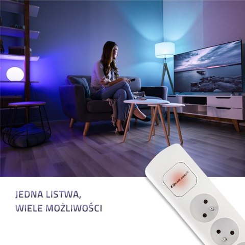 Listwa zasilająca | 5 gniazd | 1.8m | Biała Qoltec