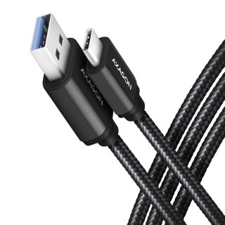 BUCM3-AM20AB Kabel USB-C - USB-A 3.2 Gen 1, 2m, 3A, ALU, oplot, czarny AXAGON