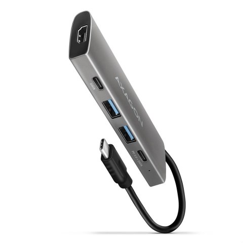 HMC-5G2 Wieloportowy hub USB 5in1, 10Gbps, 2x USB-A + 2x USB-C + HDMI 4K/60Hz, PD 100W, 13cm USB-C kabel AXAGON