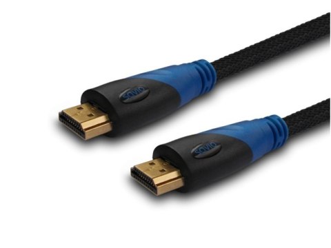 Kabel HDMI (M) 2m, oplot nylonowy, złote końcówki, v1.4 high speed, ethernet/3D, CL-48 Savio