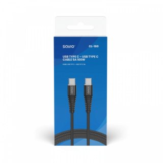 Kabel USB typu C - USB typu C 5A 2m, CL-160 Savio