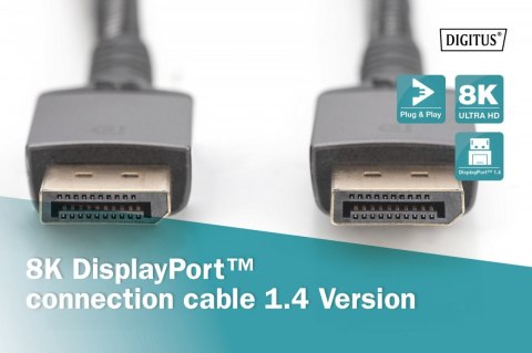 Kabel połączeniowy PREMIUM DisplayPort 8K60Hz UHD DP/DP M/M 3m Czarny Digitus