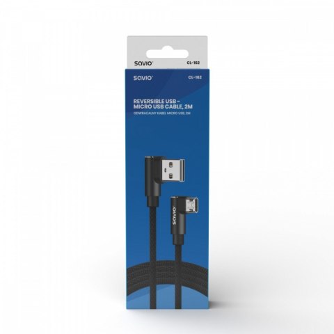 Kabel z dwustronnym złączem USB Micro USB - USB A 2m, CL-162 Savio