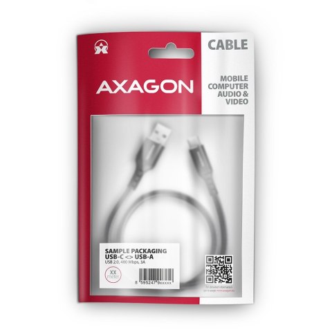 BUCM-AM10AB Kabel USB-C - USB-A, 1.0m USB 2.0, 3A, ALU, oplot Czarny AXAGON