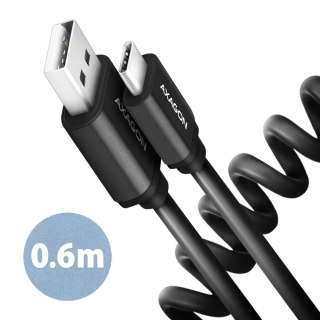 BUCM-AM10TB Kabel Twister USB-C - USB-A, 0,6m, USB 2.0, 2.4A, ALU, PVC Czarny AXAGON