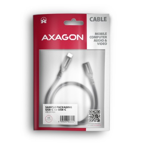 BUCM32-CF05AB Kabel przedłużacz Gen2 USB-C - USB-C 0.5m, 5A, 20Gbps, PD 240W, oplot, czarny AXAGON
