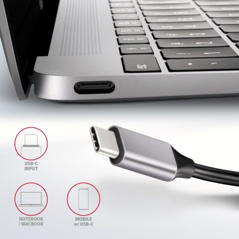HMC-HCR3A Wieloportowy hub 3x USB-A + HDMI + SD/microSD, USB-C 3.2 Gen1, 20cm USB-C kabel AXAGON