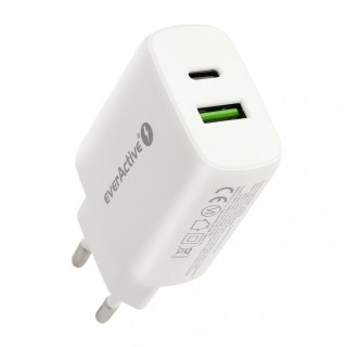 Ładowarka USB/USB-C QC3.0 25W Biała EverActive