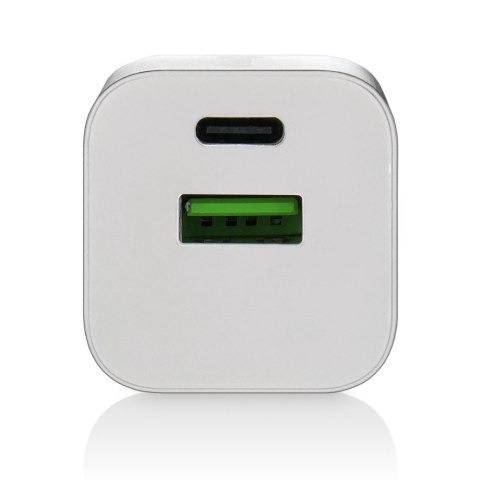 Ładowarka USB/USB-C QC3.0 30W technologia GaN Biała EverActive