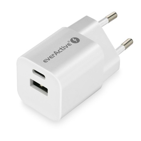 Ładowarka USB/USB-C QC3.0 30W technologia GaN Biała EverActive