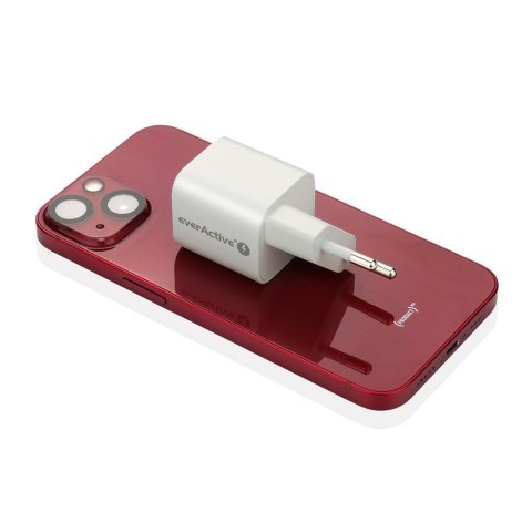 Ładowarka USB/USB-C QC3.0 30W technologia GaN Biała EverActive