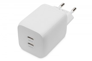 Ładowarka sieciowa, zasilacz GaN 2x USB-C PD 3.0 max. 65W, biała Digitus