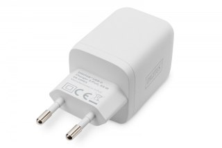 Ładowarka sieciowa, zasilacz GaN 2x USB-C PD 3.0 max. 65W, biała Digitus