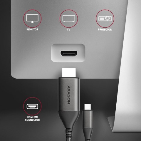 RVC-HI2MC Adapter aktywny USB-C -> HDMI 2.0 4K/60Hz Aluminum, 1.8m kabel AXAGON