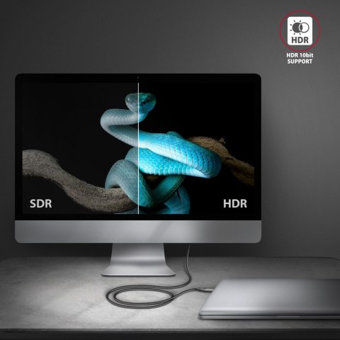 RVC-HI2MC Adapter aktywny USB-C -> HDMI 2.0 4K/60Hz Aluminum, 1.8m kabel AXAGON