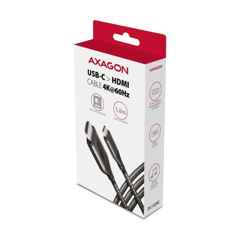 RVC-HI2MC Adapter aktywny USB-C -> HDMI 2.0 4K/60Hz Aluminum, 1.8m kabel AXAGON