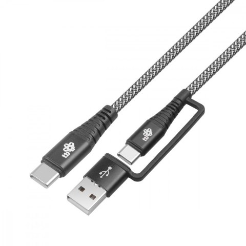 Kabel 2w1: USB C - USB C z nakładką USB A, 1.2 m TB