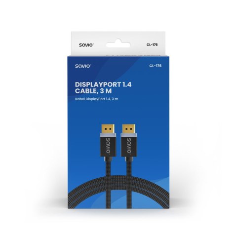 Kabel DP v1.4 (M), 8K/60Hz, FHD, 3 m, CL-176 Savio