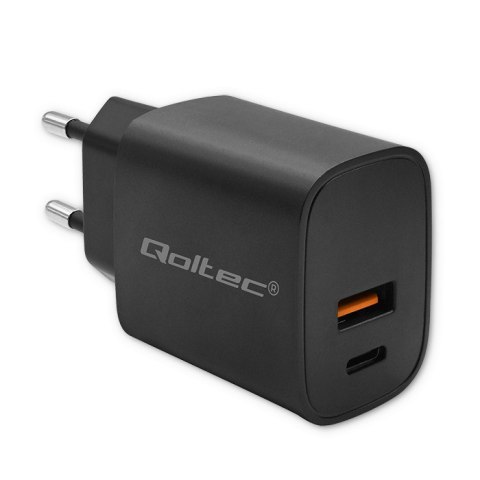 Ładowarka GaN Power Pro | 1xUSB-C | 1xUSB | 30W | 5-20V | 1.5-3A | Czarna Qoltec