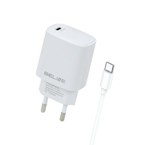 Ładowarka sieciowa 20W USB-C + kabel USB-C, biała Beline
