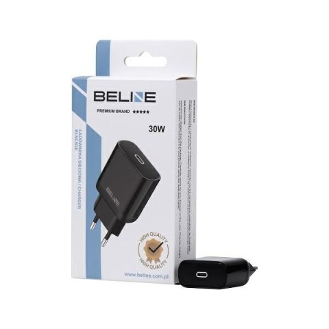 Ładowarka sieciowa 30W GaN USB-C PD 3.0 bez kabla, czarna Beline