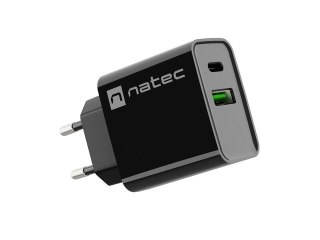 Ładowarka sieciowa Ribera 1x USB-A + 1x USB-C 20W Czarna Natec