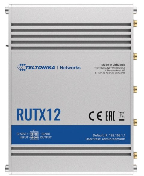 Router LTE RUTX12 (Cat 6), WiFi, BLE, GNSS, Ethernet TELTONIKA