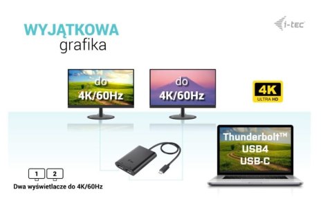 Stacja dokująca USB-C Dual 4K/60Hz (single 8K/30Hz) DP Video Adapter I-tec