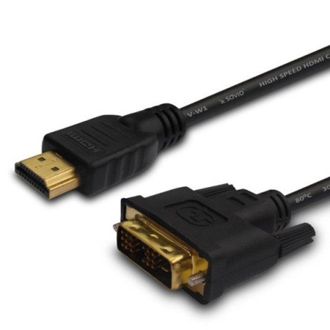 Kabel HDMI 19 pin (M) - DVI 18+1 (M) 1,8m, złote końcówki, CL-139 Savio