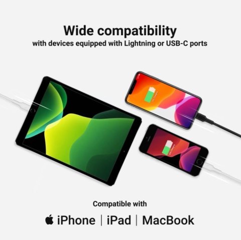 Kabel PowerStream USB-C do Lightning 1m MFI, PD, biały Green Cell