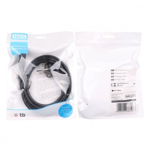 Kabel zasilający 1.8 m IEC C13 VDE TB