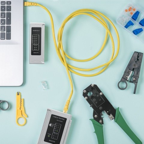 Modułowa zaciskarka do cięcia i zaciskania kabli Ethernet 8P 6P Qoltec