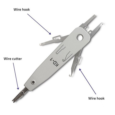 Uderzeniowy zaciskacz do złącz i cięcia kabli sieciowych Qoltec