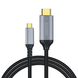 Kabel USB-C do HDMI v2.0b, 3m, miedź CL-184 Savio
