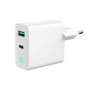 Ładowarka USB-A USB-C LED 20W PD QC3.0 biała Gembird