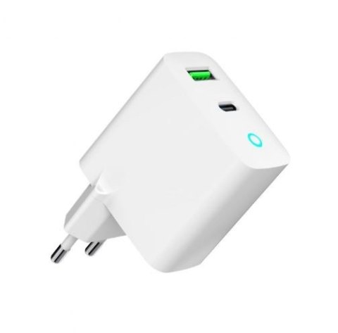 Ładowarka USB-A USB-C LED 20W PD QC3.0 biała Gembird