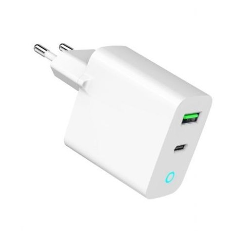 Ładowarka USB-A USB-C LED 20W PD QC3.0 biała Gembird