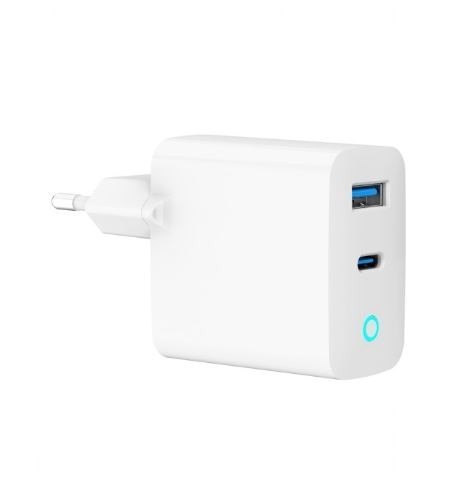 Ładowarka USB-A/C GaN LED 30W PD QC3.0 biała Gembird