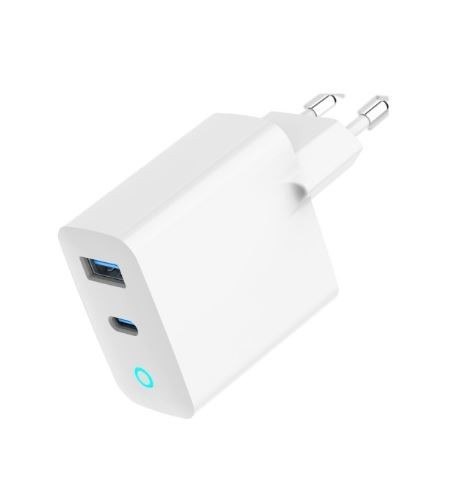 Ładowarka USB-A/C GaN LED 30W PD QC3.0 biała Gembird